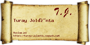 Turay Jolánta névjegykártya